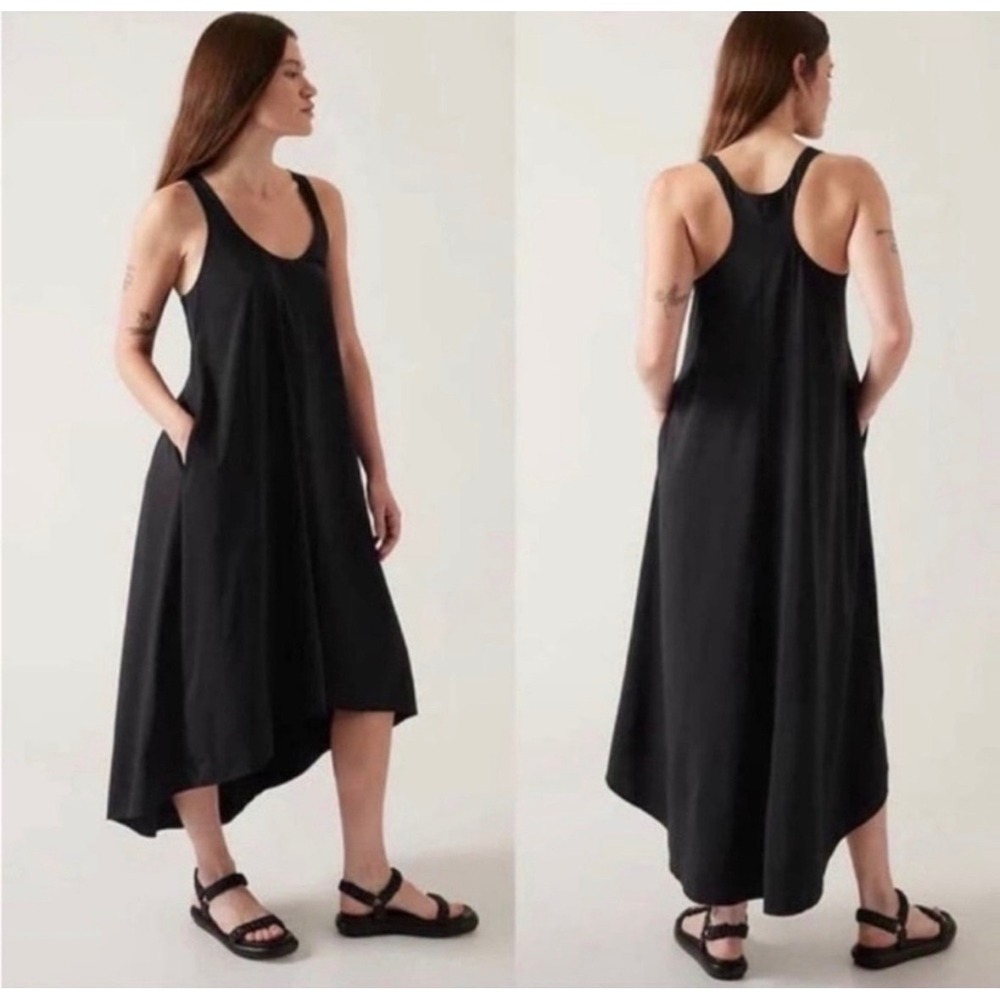 Athleta Traveler Presideo Racerback High Low Maxi Dress Womens Large Scoop Neck